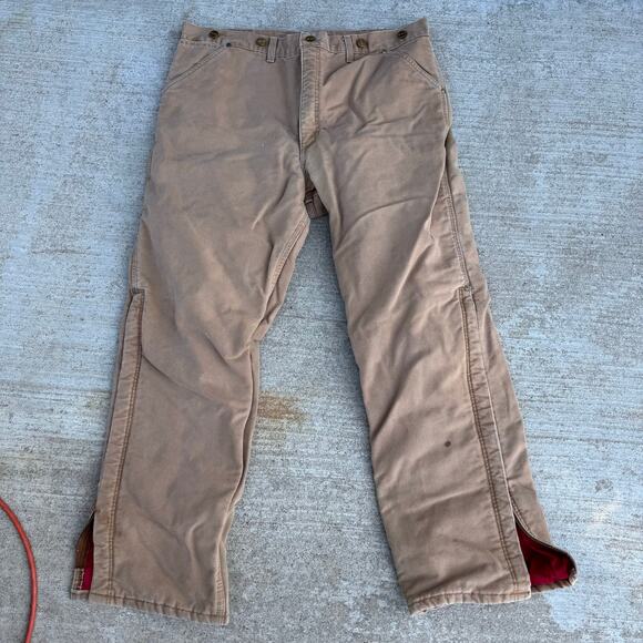 VTG Mens 36 x 28 CARHARTT WQ106? Quilted Lined Canvas Duck UNION MADE? Pants USA
